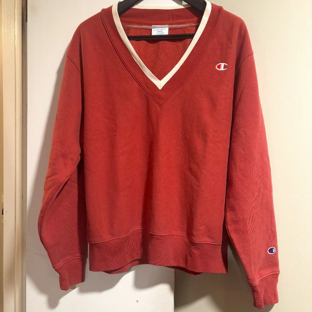 Champion Women's Reverse Weave Ribbed V-Neck Sweatshirt - Picture 2 of 12